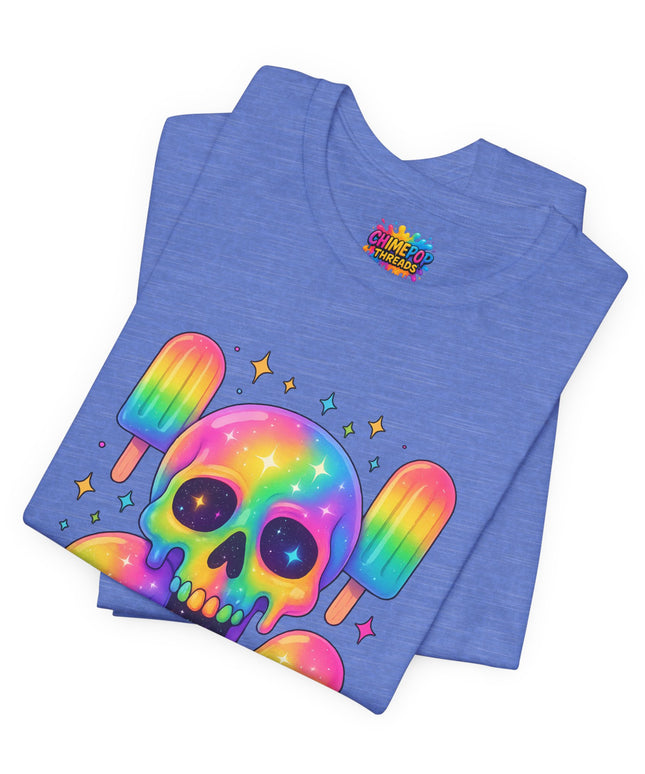 Rainbow Skull Popsicle Glitter Cosmic Goth Tee