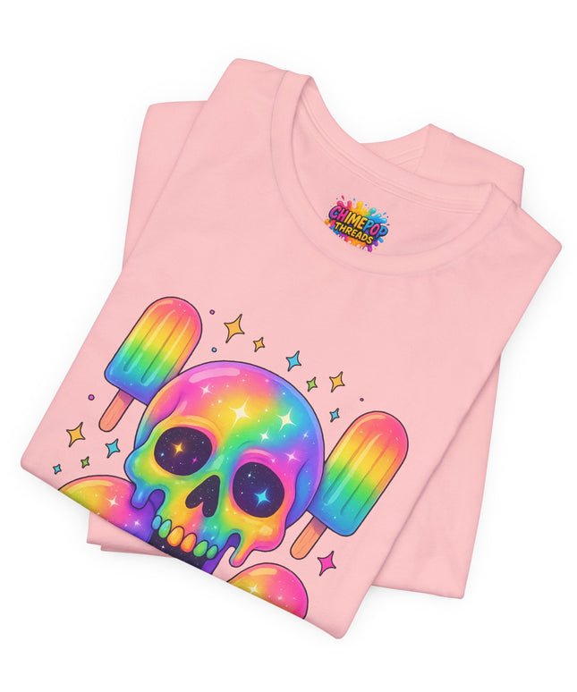 Rainbow Skull Popsicle Glitter Cosmic Goth Tee