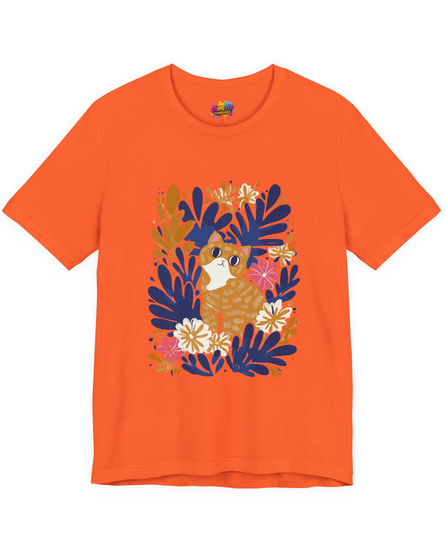Tan Cat Floral Tee
