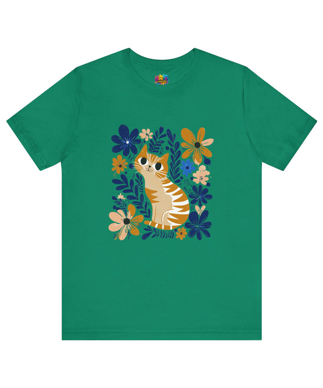 Orange Cat Floral Tee