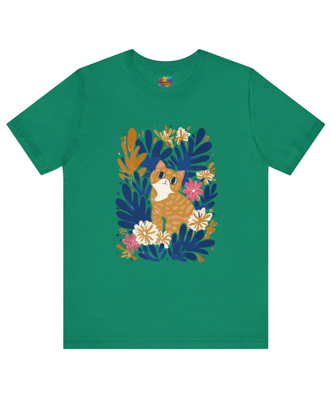 Tan Cat Floral Tee