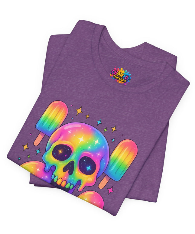 Rainbow Skull Popsicle Glitter Cosmic Goth Tee