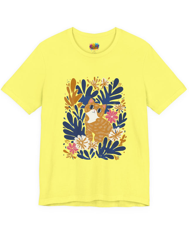 Tan Cat Floral Tee