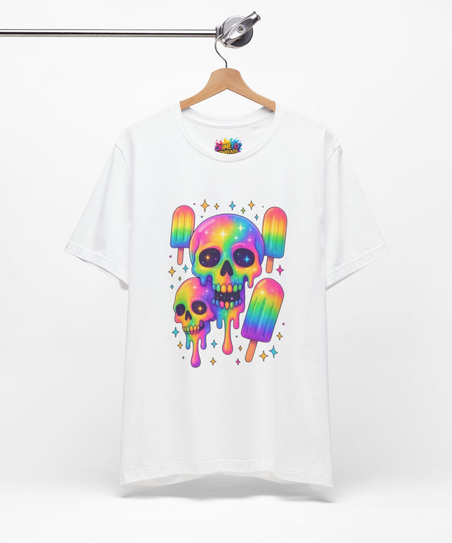 Rainbow Skull Popsicle Glitter Cosmic Goth Tee