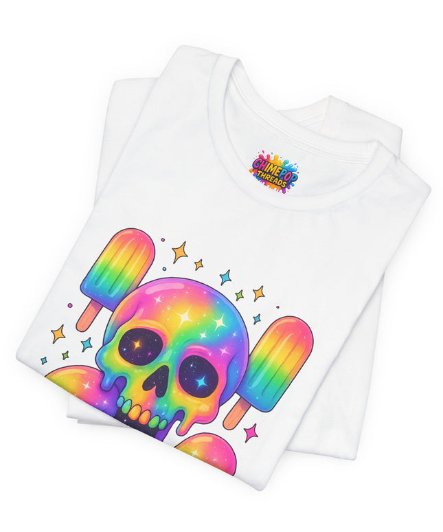 Rainbow Skull Popsicle Glitter Cosmic Goth Tee