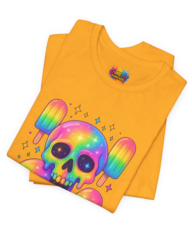 Rainbow Skull Popsicle Glitter Cosmic Goth Tee