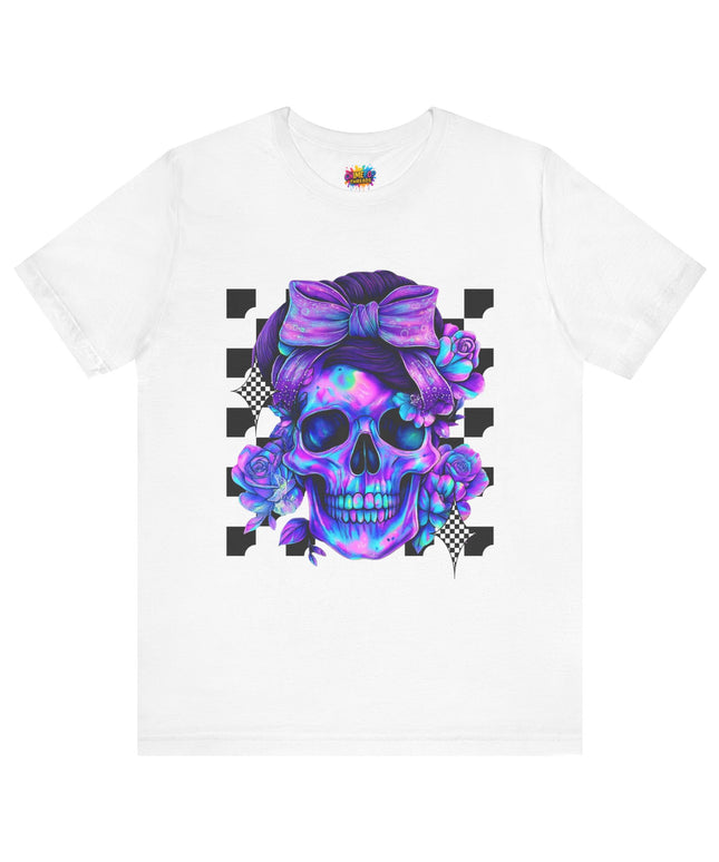 Neon Skull with Bow & Roses Tee