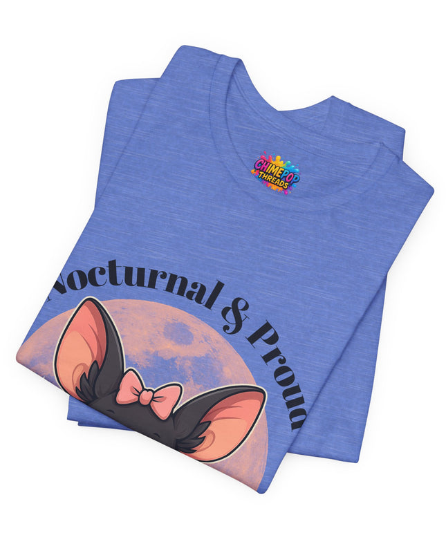 Nocturnal and Proud Cute Kawaii Bat Bow Shirt