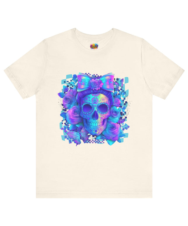 Psychedelic Skull Art with Butterflies and Roses Tee
