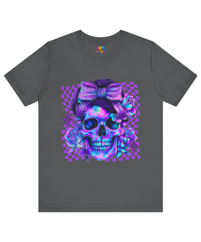 Violet Glow Skull with Floating Grid Tee