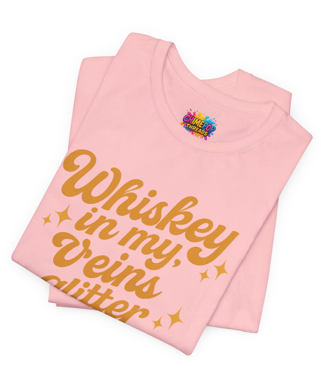 WHISKEY IN MY EYES, GLITTER IN MY VEINS GRAPHIC TEE