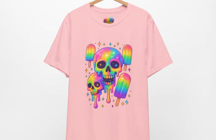 Rainbow Skull Popsicle Glitter Cosmic Goth Tee