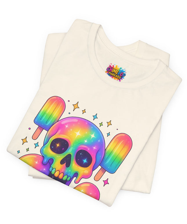Rainbow Skull Popsicle Glitter Cosmic Goth Tee