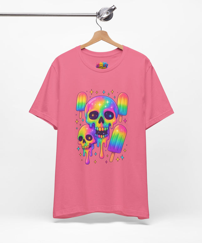 Rainbow Skull Popsicle Glitter Cosmic Goth Tee