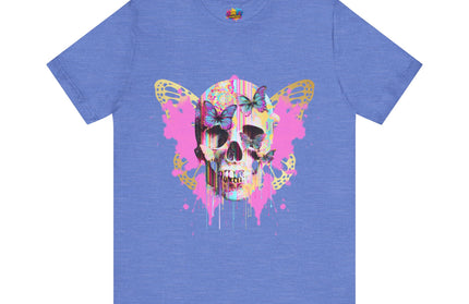 Butterfly Skull Pink Splatter Gothic Tee