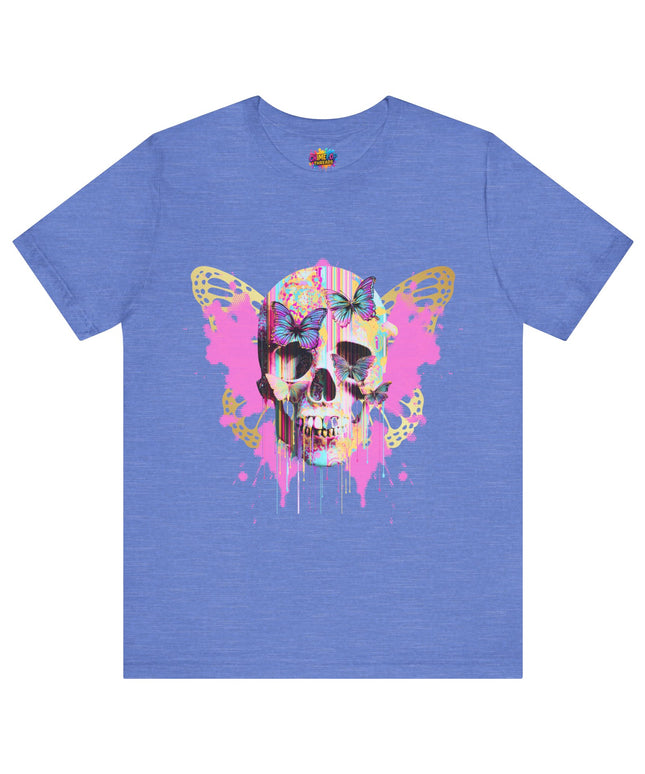 Butterfly Skull Pink Splatter Gothic Tee