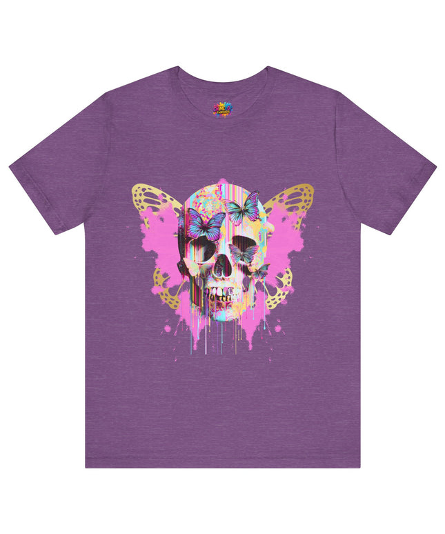 Butterfly Skull Pink Splatter Gothic Tee
