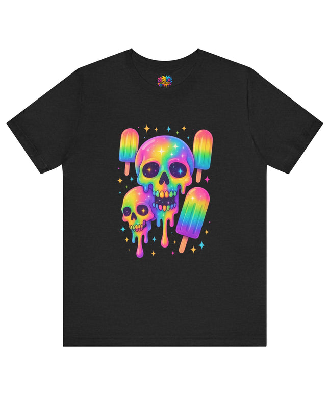 Rainbow Skull Popsicle Glitter Cosmic Goth Tee