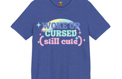 Woke Up Cursed Rainbow Tee OOO Cute Kawaii Pastel Quote T-Shirt