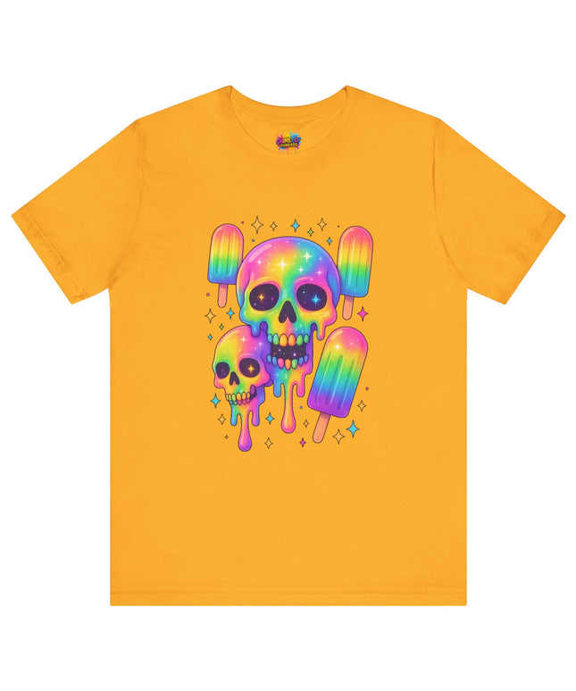 Rainbow Skull Popsicle Glitter Cosmic Goth Tee