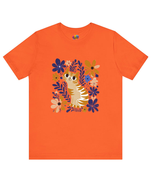 Orange Cat Floral Tee
