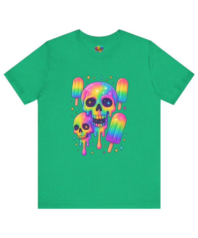 Rainbow Skull Popsicle Glitter Cosmic Goth Tee
