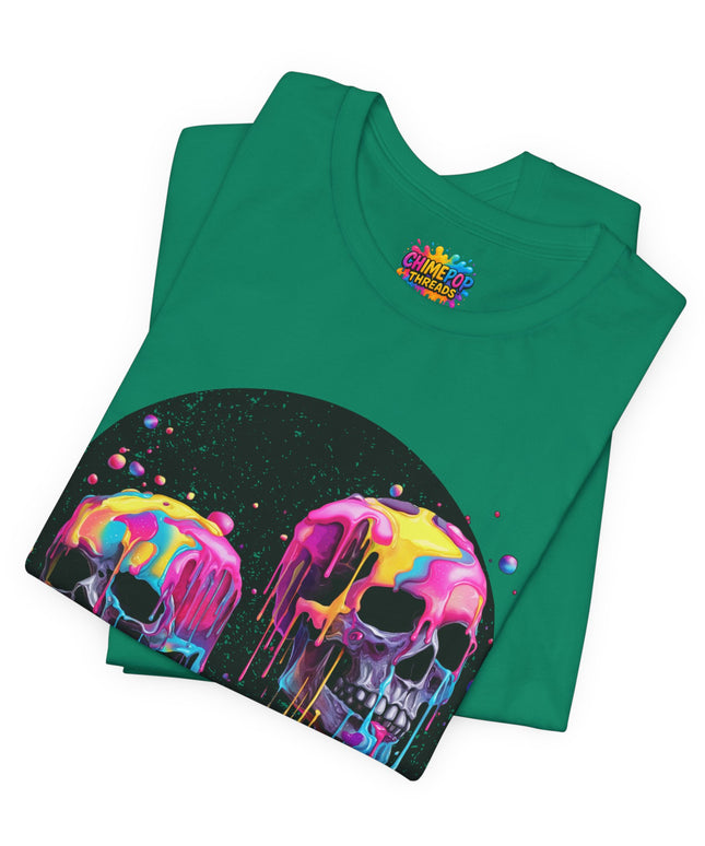 Neon Skull Drip Psychedelic Space Tee
