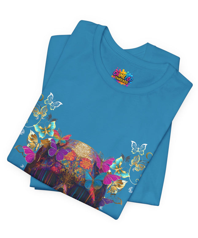 Ornate Skull Golden Butterfly Gothic Luxe Tee