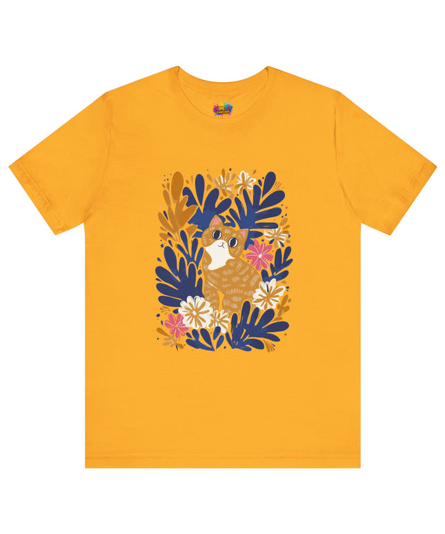 Tan Cat Floral Tee