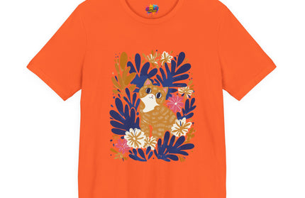 Tan Cat Floral Tee
