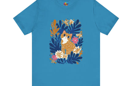 Tan Cat Floral Tee