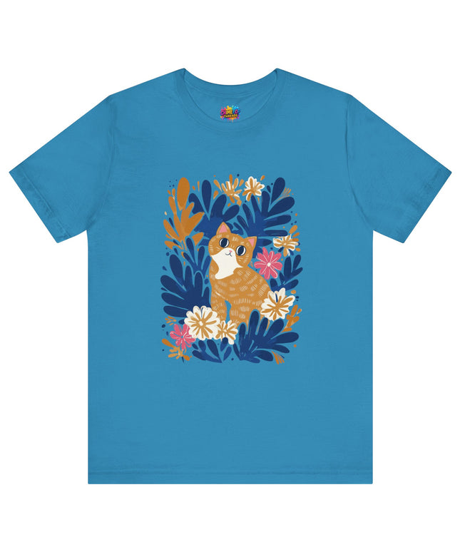 Tan Cat Floral Tee