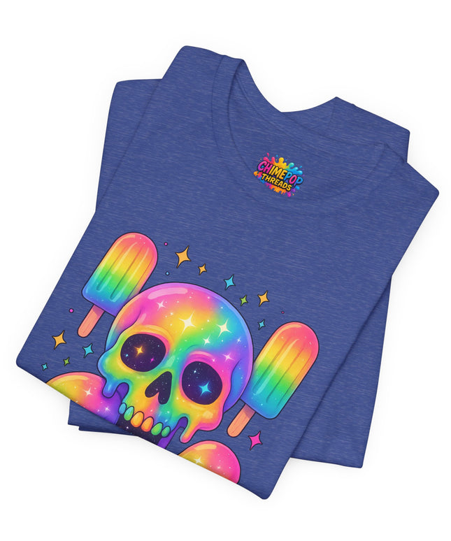 Rainbow Skull Popsicle Glitter Cosmic Goth Tee