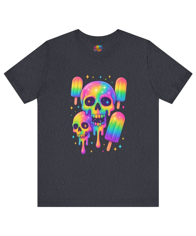 Rainbow Skull Popsicle Glitter Cosmic Goth Tee