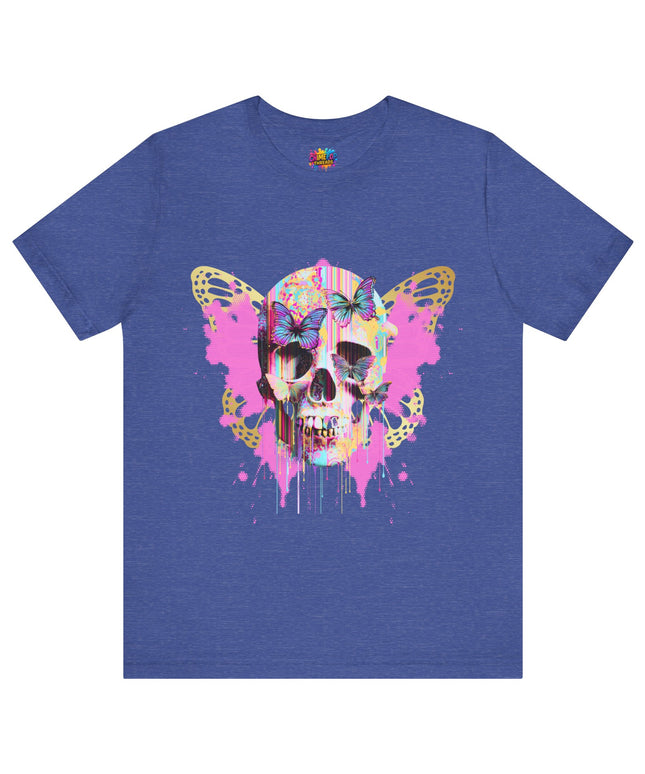 Butterfly Skull Pink Splatter Gothic Tee