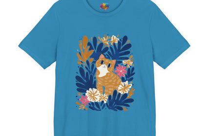 Tan Cat Floral Tee