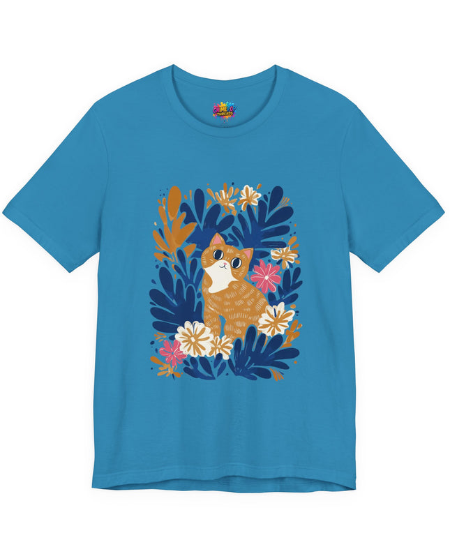 Tan Cat Floral Tee