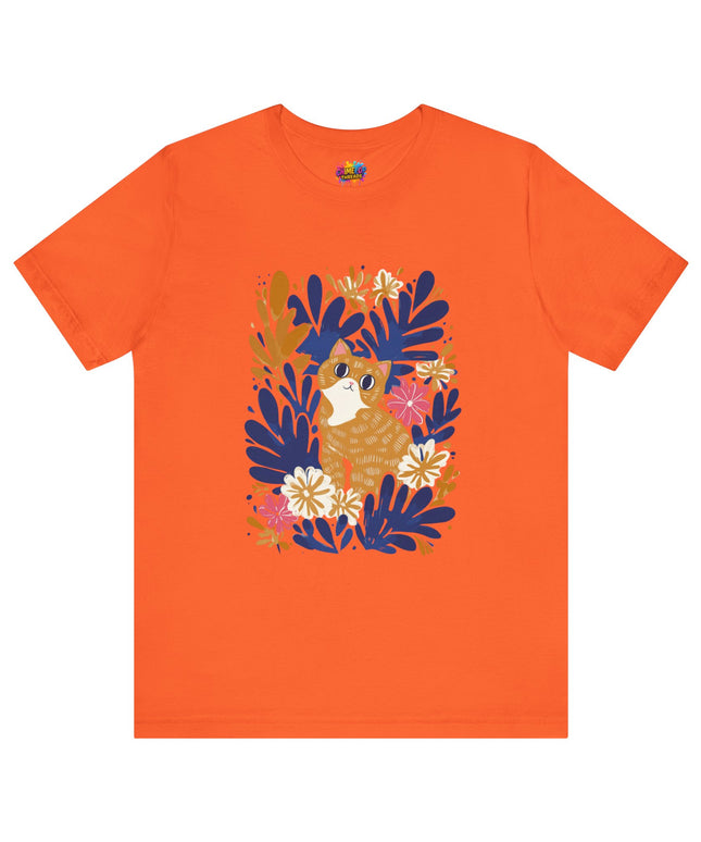 Tan Cat Floral Tee