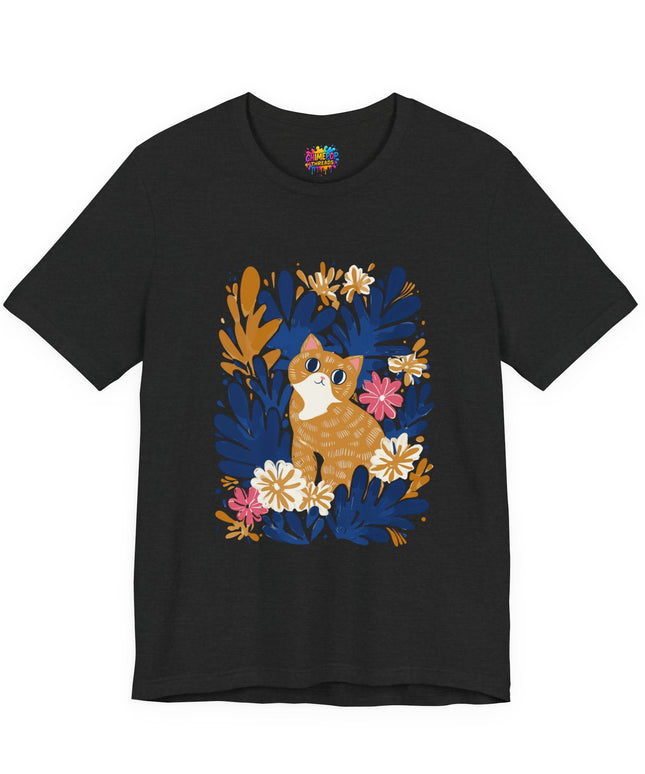 Tan Cat Floral Tee