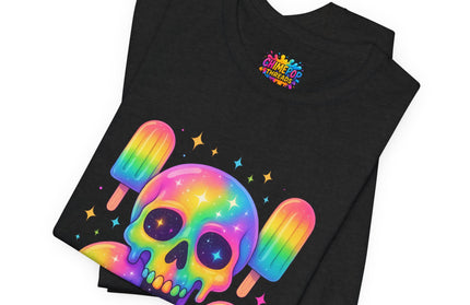 Rainbow Skull Popsicle Glitter Cosmic Goth Tee
