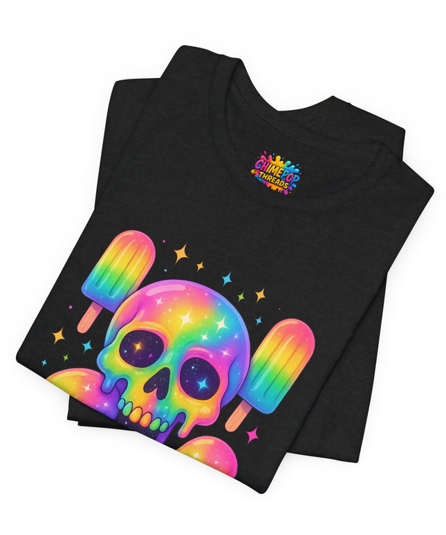 Rainbow Skull Popsicle Glitter Cosmic Goth Tee