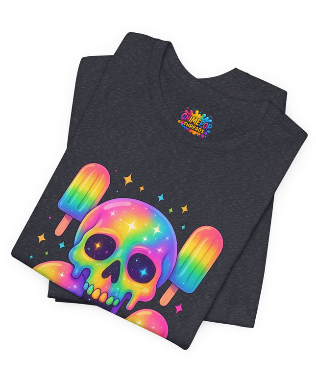 Rainbow Skull Popsicle Glitter Cosmic Goth Tee