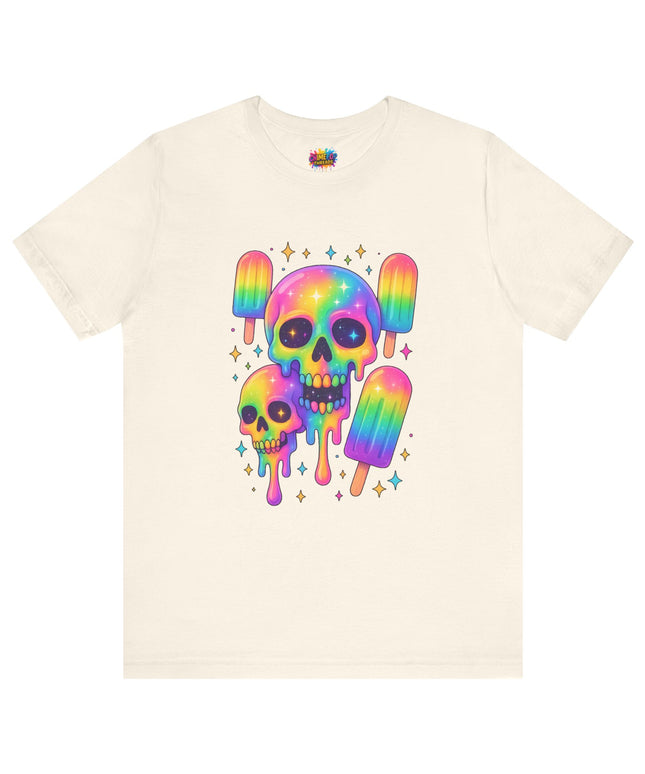 Rainbow Skull Popsicle Glitter Cosmic Goth Tee