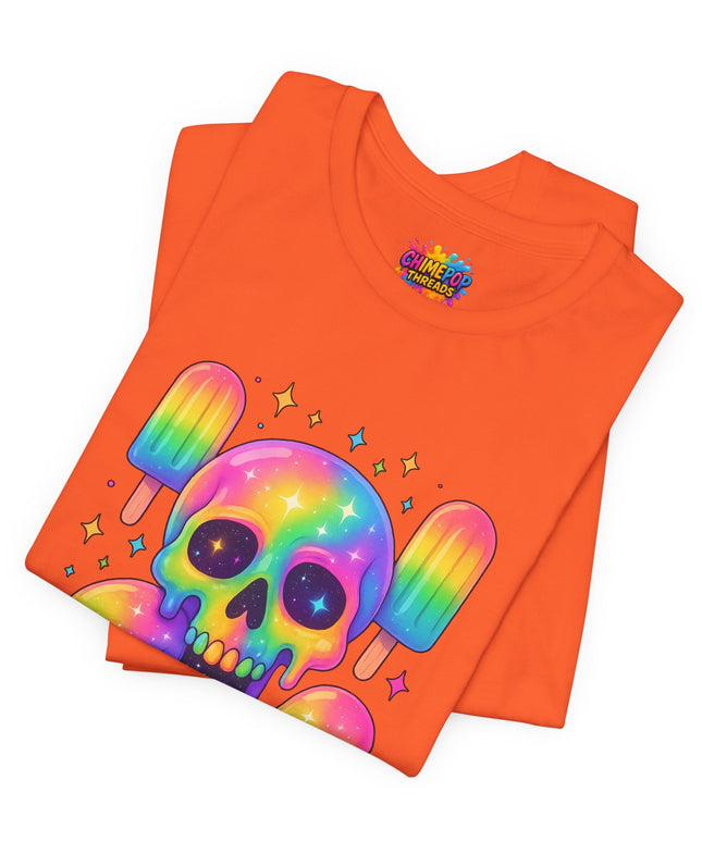 Rainbow Skull Popsicle Glitter Cosmic Goth Tee
