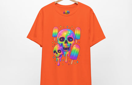 Rainbow Skull Popsicle Glitter Cosmic Goth Tee