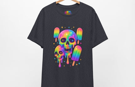 Rainbow Skull Popsicle Glitter Cosmic Goth Tee