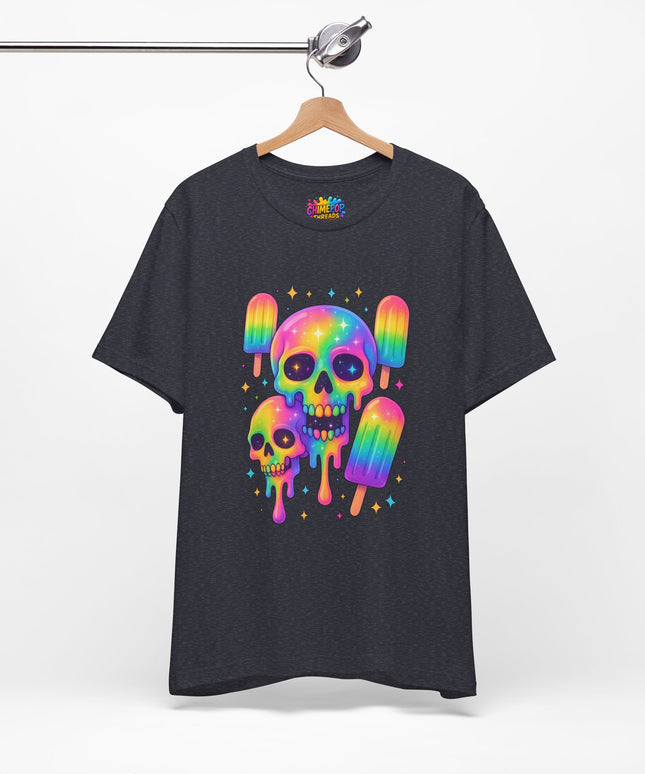 Rainbow Skull Popsicle Glitter Cosmic Goth Tee
