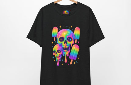 Rainbow Skull Popsicle Glitter Cosmic Goth Tee