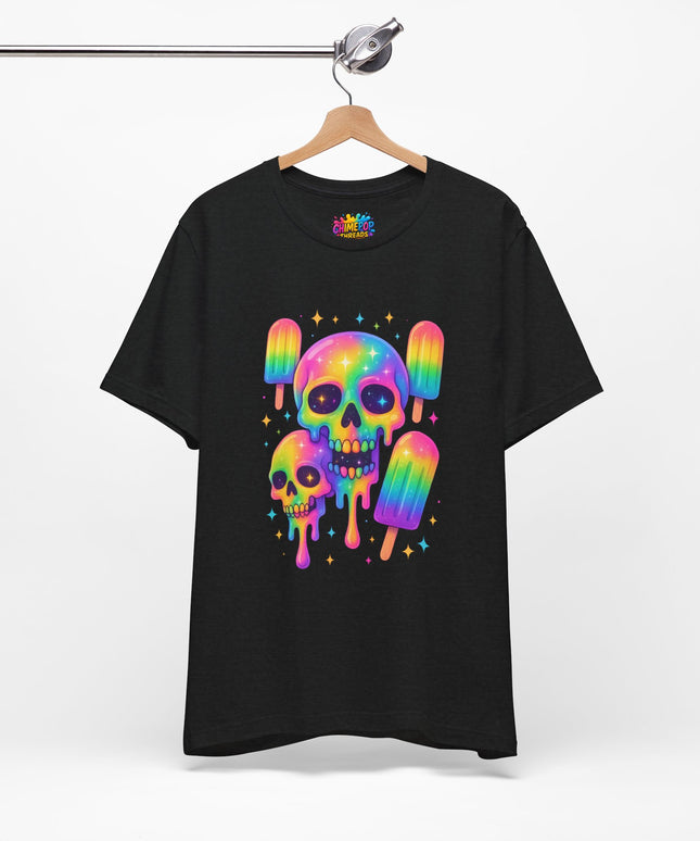 Rainbow Skull Popsicle Glitter Cosmic Goth Tee
