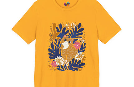 Tan Cat Floral Tee